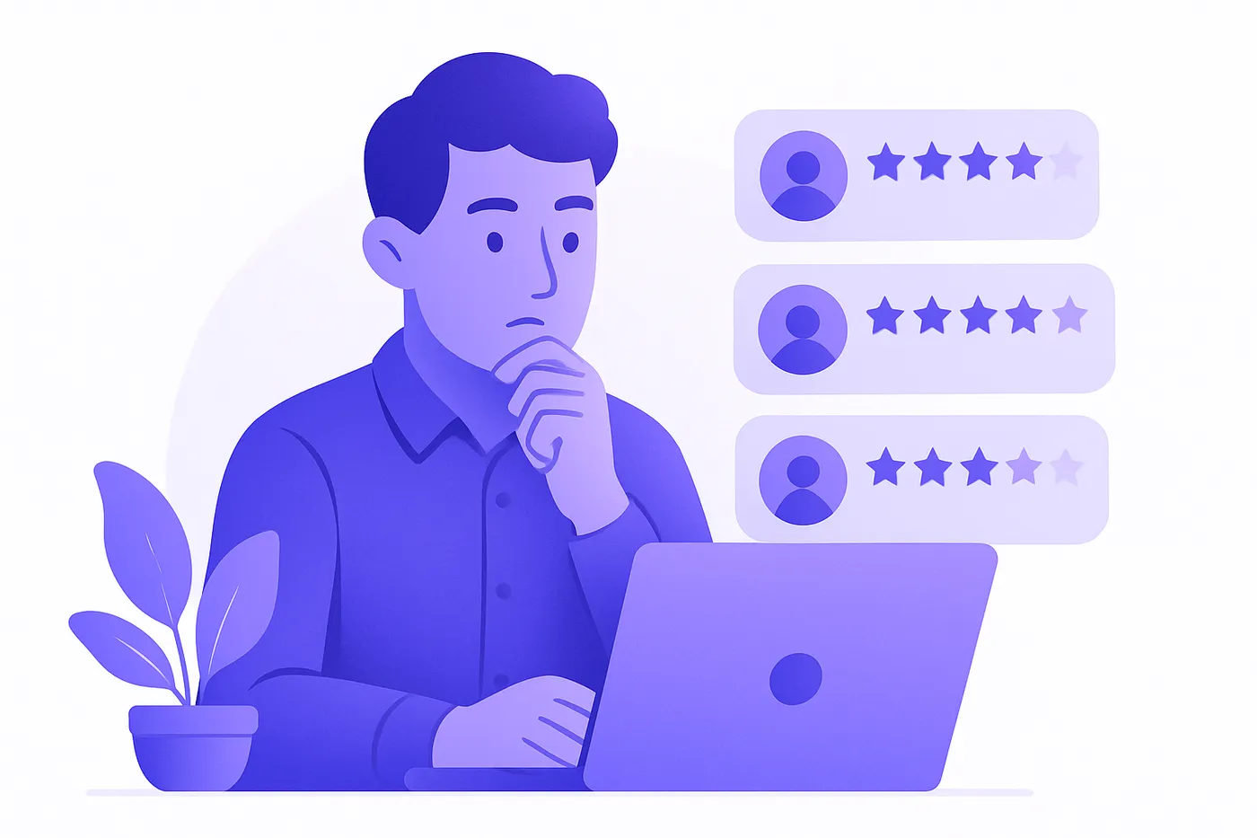 Local business owner managing negative Google reviews on a laptop