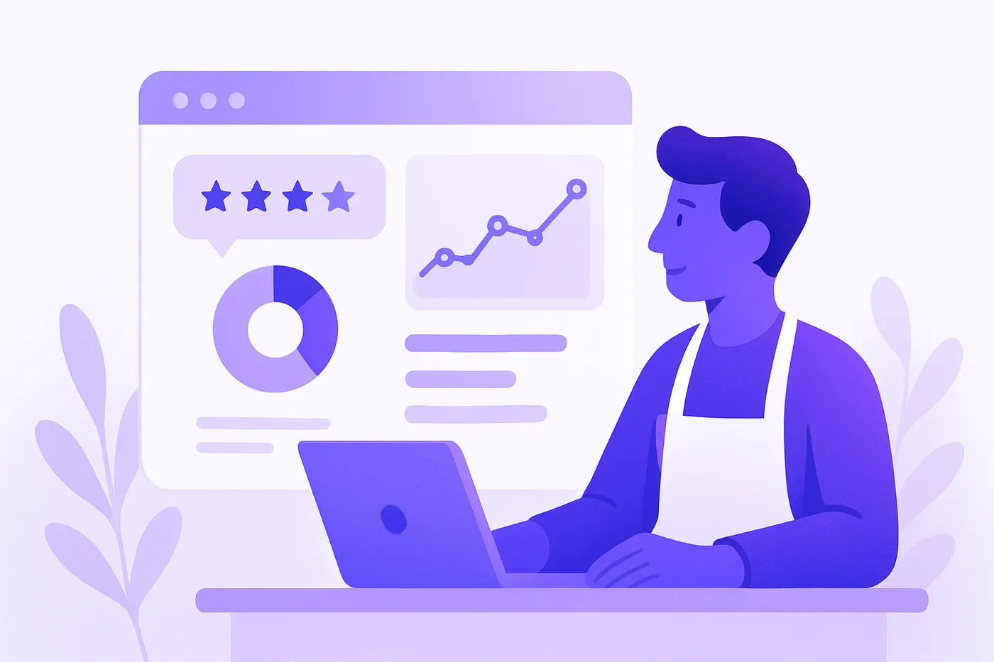 Local business owner reviewing SEO metrics for 2026 strategy.