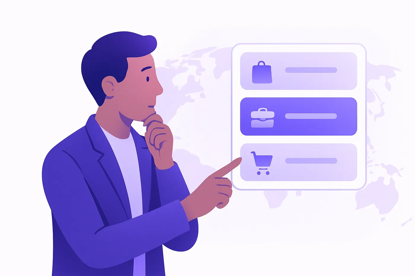Business owner choosing Google Business Profile categories on a digital map interface.