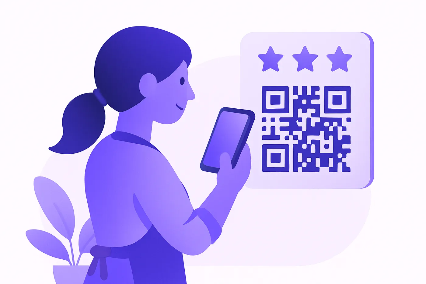 Business owner scanning a QR code to leave a Google review using their smartphone.