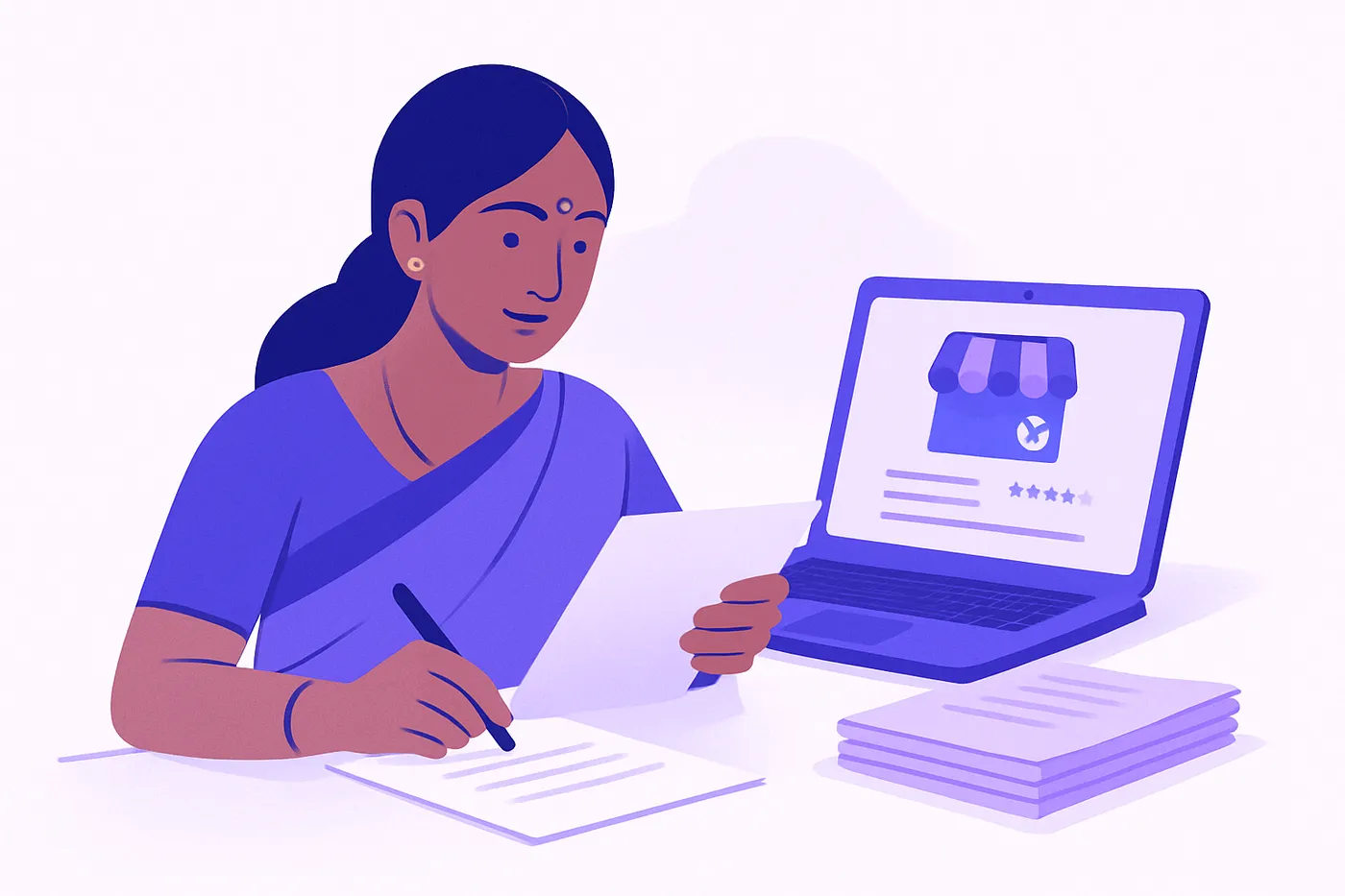 Chartered accountant in India with Google Business Profile on laptop