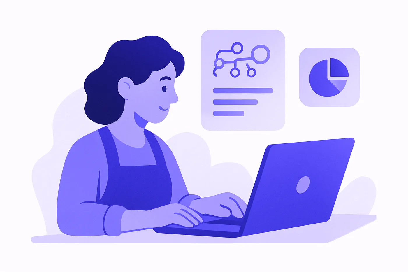 Local business owner reviewing AI report on laptop, focusing on search console insights