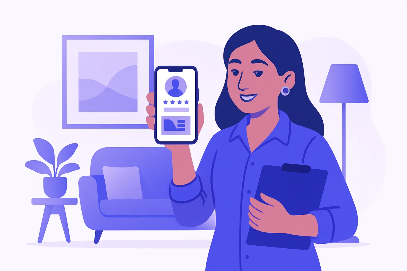 Interior designer marketing India with Google Business Profile on phone