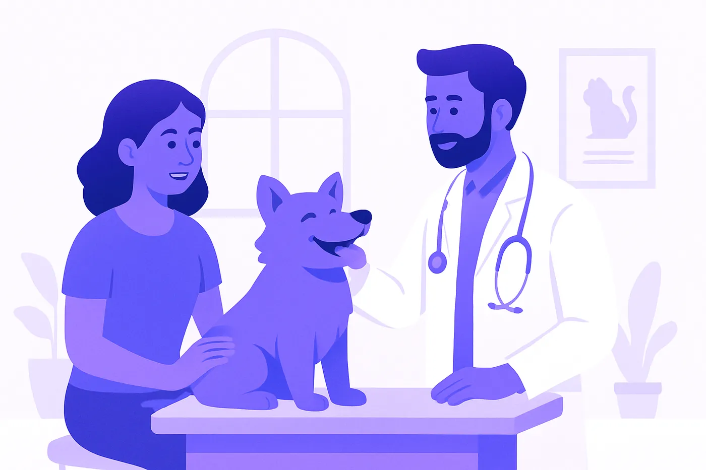 Veterinarian in India with pet and owner in clinic, showcasing Google Business Profile success.